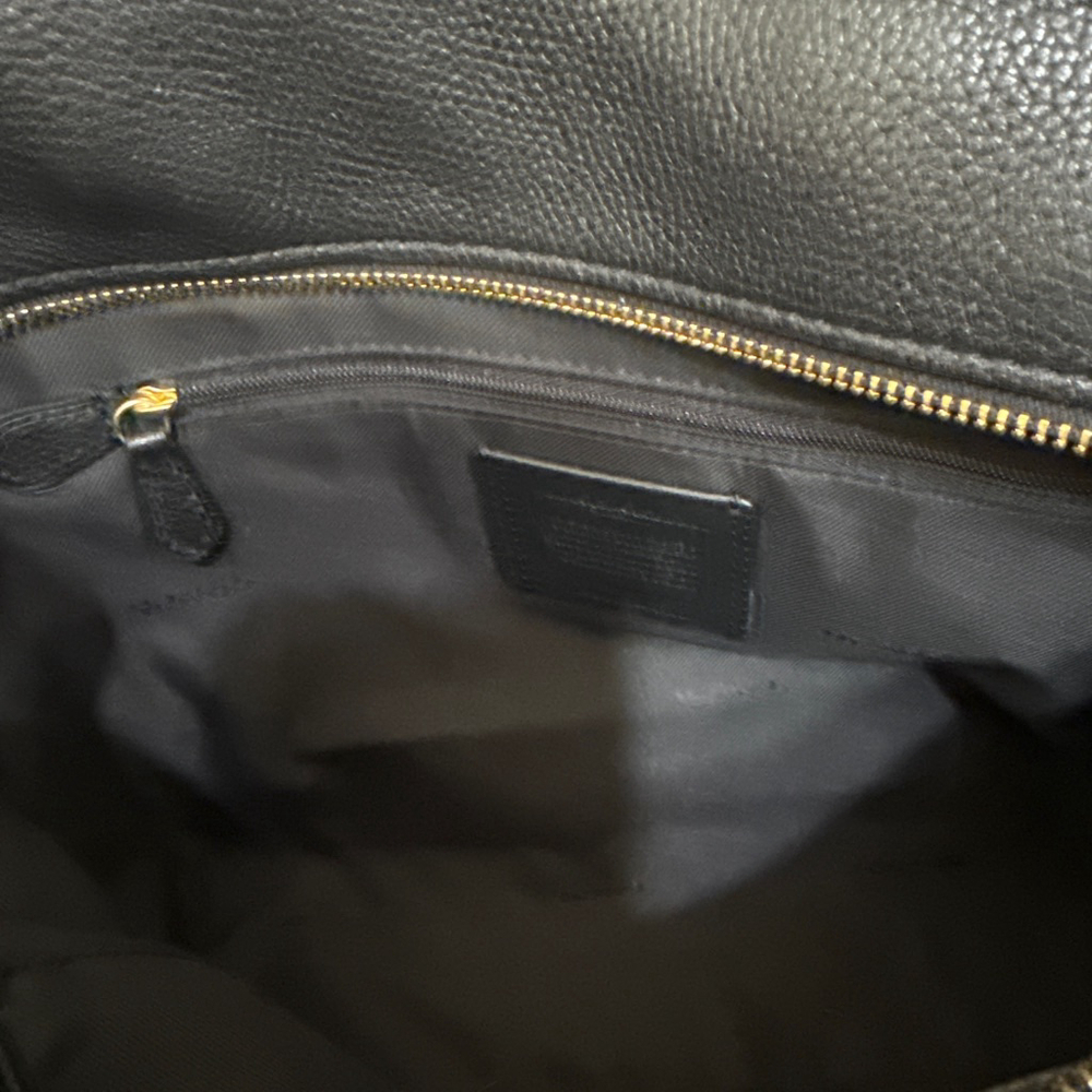 Coach Black Leather Tote Bag with Gold Chain Handles in EUC - Picture 9 of 12
